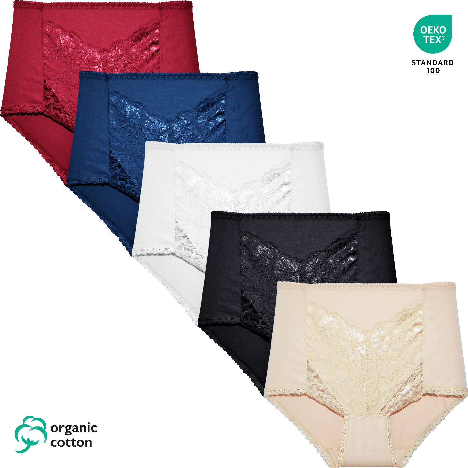 GAUBERT® 5-pack organisk bomullsshorts med hög midja