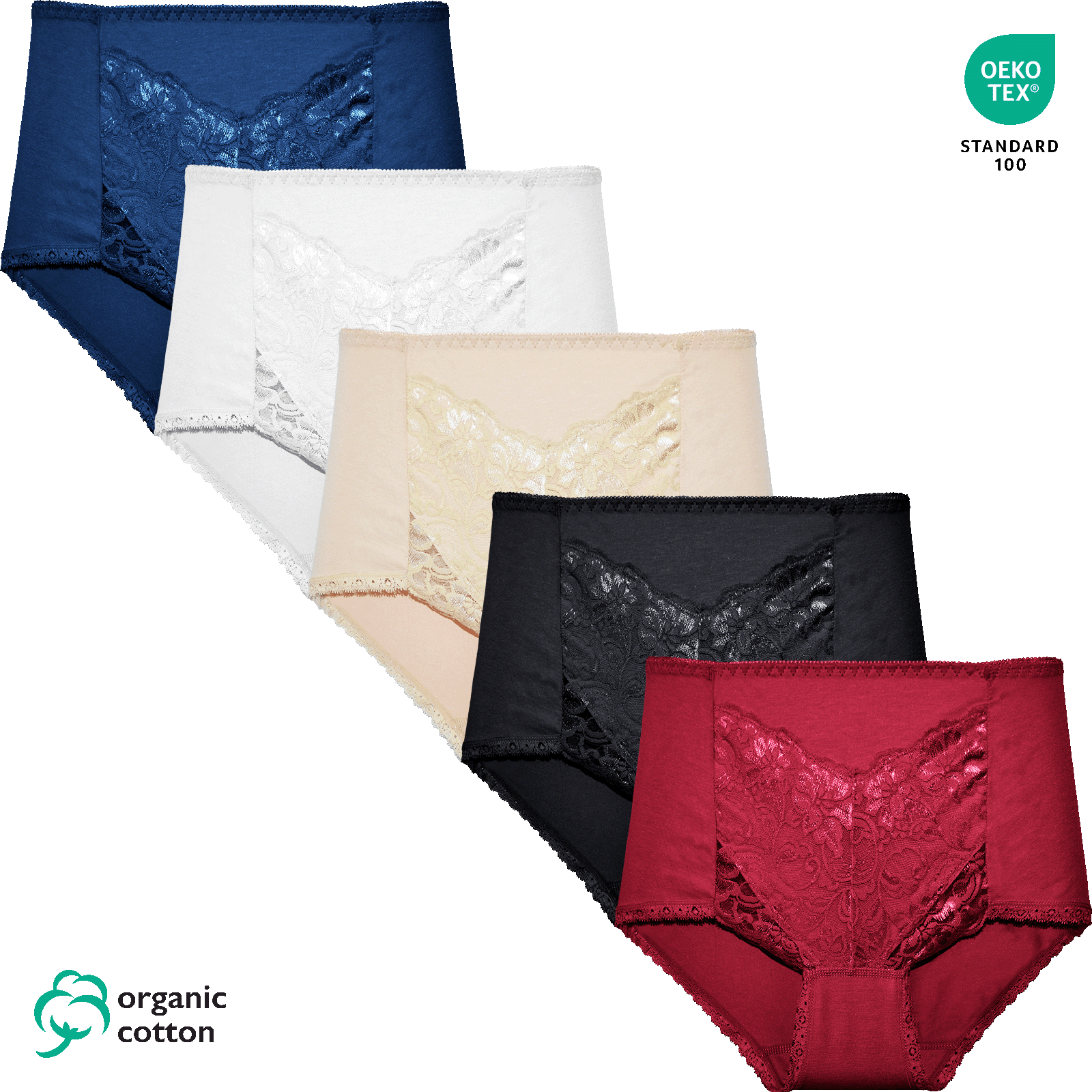 GAUBERT® 5-pack organisk bomullsshorts med hög midja - Bild 2
